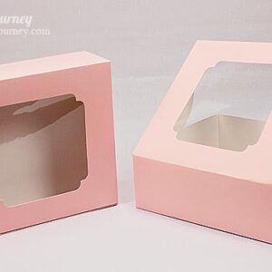 กล่องเค้ก 3 ปอนด์ หน้าต่างกว้างสีชมพูจุด