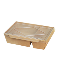 BeeBox กล่องฝาใส 2 ช่อง คราฟ 1200ml (50set)
