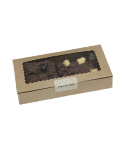 Boxjourney กล่องบราวนี่ 2 ชิ้น หน้าต่างเหลี่ยม คราฟท์ (20pcs)