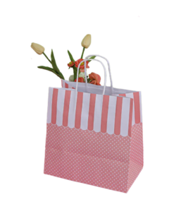 Boxjourney ถุงกระดาษหูเกลียว สีชมพูกันสาด 23x15x23cm (50pcs)