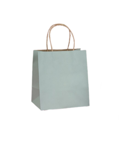 Boxjourney ถุงกระดาษน้ำตาลหูเกลียว พิมพ์สีฟ้า 19x13x21cm (50pcs)