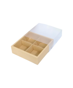 Boxjourney กล่องของขวัญคราฟ 4 ช่อง ฝาพลาสติก (แบบสอด) (5pcs)
