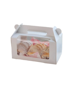 Good Box Pack กล่องเค้กหูหิ้ว เจาะใส 2 ด้าน ขาว AJ-B1-000 (20pcs)