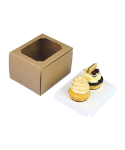 Boxjourney กล่องคัพเค้ก 2 ชิ้น พร้อมฐาน คราฟท์ (20pcs)