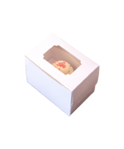 Boxjourney กล่องคัพเค้ก1 ชิ้น สีขาว พร้อมฐาน (20pcs)