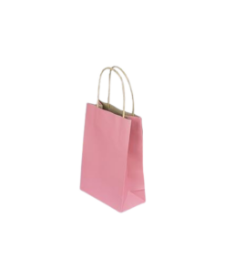 Boxjourney ถุงกระดาษน้ำตาลหูเกลียว พิมพ์สีชมพู 15x8x22cm (50pcs)