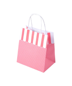 Boxjourney ถุงกระดาษหูเกลียว สีชมพูกันสาด 19x13x21cm (50pcs)