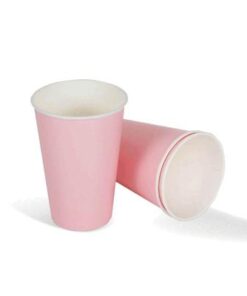 แก้วกระดาษ DW 8oz ลายเรียบ-สีชมพู 25pcs