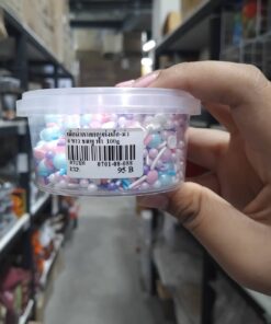 เม็ดน้ำตาลตกแต่งเค้ก-ม่วง ขาว ชมพู ฟ้า 100g